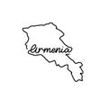 Armenia outline map with the handwritten country name. Continuous line drawing of patriotic home sign