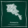 Armenia outline vector map hand drawn with chalk.