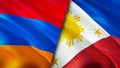 Armenia and Philippines flags. 3D Waving flag design. Armenia Philippines flag, picture, wallpaper. Armenia vs Philippines image, Royalty Free Stock Photo