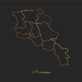 Armenia region map: golden gradient outline on.