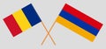 Armenia and Romania. Crossed Armenian and Romanian flags