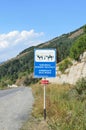 Armenia, September, 10, 2004. The road in Armenia, the road sign `Armenia`s silk road`
