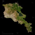 Armenia shape on black. Low-res satellite