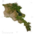 Armenia shape on white. Low-res satellite