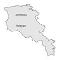 Armenia silhouette map with Yerevan capital