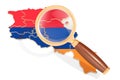 Armenia under magnifying glass, analysis concept, 3D rendering