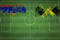 Armenia vs Jamaica Soccer Match, national colors, national flags, soccer field, football game, Copy space