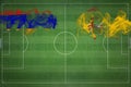 Armenia vs Spain Soccer Match, national colors, national flags, soccer field, football game, Copy space