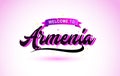 Armenia Welcome to Creative Text Handwritten Font with Purple Pink Colors Design
