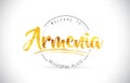 Armenia Welcome To Word Text with Handwritten Font and Golden Te