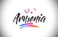 Armenia Welcome To Word Text with Love Hearts and Creative Handwritten Font Design Vector