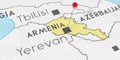 Armenia, Yerevan - push pin on political map Royalty Free Stock Photo