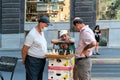 Armenia, Yerevan, September 2021. Armenia, Yerevan, September 2021. Armenian elderly street chess players. Royalty Free Stock Photo