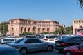 Armenia, Yerevan, September 2021. A congestion of cars in the Republic Square.