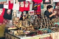 Armenia, Yerevan, September 2021. The souvenir seller at the market counter.