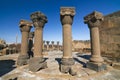 The restored columns of Zvartnots cathedral. Yerevan, Armenia