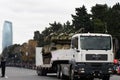 Armenian air force missile system captured by Azerbaijan Army. 2K12 Kub Self-propelled rocket launcher. Baku -