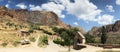 Armenian brick-red cliffs and crossstones, Noravank Monastery complex