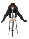 Armenian businessman jumps above stool