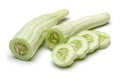 Armenian cucumber with slices isolated on white