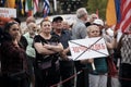 Armenian demonstrators with banners