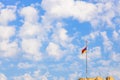 Armenian Flag And Blue Sky With White Clouds