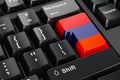 Armenian flag painted on computer keyboard. Online business, education, shopping in Armenia concept. 3D rendering