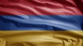 Armenian flag waving in the wind. Close up of Armenia banner blowing, soft silk