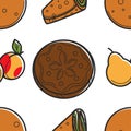 Armenian food bread loaf fruit and roll lavash or pita seamless pattern