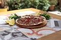 Armenian Lahmajun with pomegranate Royalty Free Stock Photo