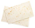 Armenian lavash on white background, isolated. Top view