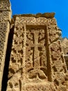 Armenian medieval cross stone khachqar Royalty Free Stock Photo