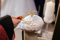 Armenian priest holding the cross during wedding