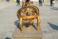 Armillary Sphere model in front of the statue of the Sejong daewang, also called the Sejong the Great,  the fourth king of Joseon- Royalty Free Stock Photo