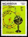 Armillary sphere and 1910 trajectory, Appearance of Halley`s Comet serie, circa 1985