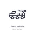 armo vehicle outline icon. isolated line vector illustration from army and war collection. editable thin stroke armo vehicle icon