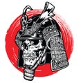 Samurai warrior skull knight vintage japanese vector illustration