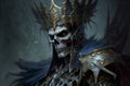 Armor-Clad Skeleton King with Crown: Portrait of a Dark Fantasy Character. AI