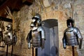 Armor of knights, flying hussars. Background for ancient weapons and war