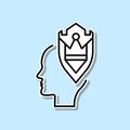 Armor, shield, head sticker icon. Simple thin line, outline vector of Creative thinking icons for ui and ux, website or mobile