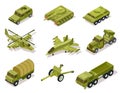 Armor weapon collection. Helicopter and cannon, volley fire system and infantry fighting vehicle, tank armored truck Royalty Free Stock Photo