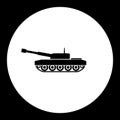 Armored army tank simple black icon eps10