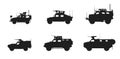 Armored assault vehicle icon set. weapon and army symbols. vector image for military web design Royalty Free Stock Photo