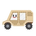 Armored Car transportation cartoon character side view vector illustration