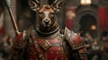Armored deer warrior in fantasy setting Royalty Free Stock Photo