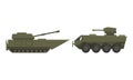 Armored Military Vehicles Set, Army Machines, Heavy Special Transport Vector Illustration