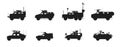 Armored military vehicles set. mine resistant ambush protected vehicles. isolated vector image for military concepts