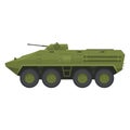 Armored personnel carrier APC green military vehicle side view vector flat illustration BMP Royalty Free Stock Photo