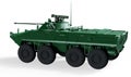 Armored personnel carrier infantry fighting vehicle, armored vehicle at night in the field, camouflage coloring of armored