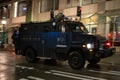 Sheriffs department armored police vehicle in downtown Seattle during riots on May 30, 2020